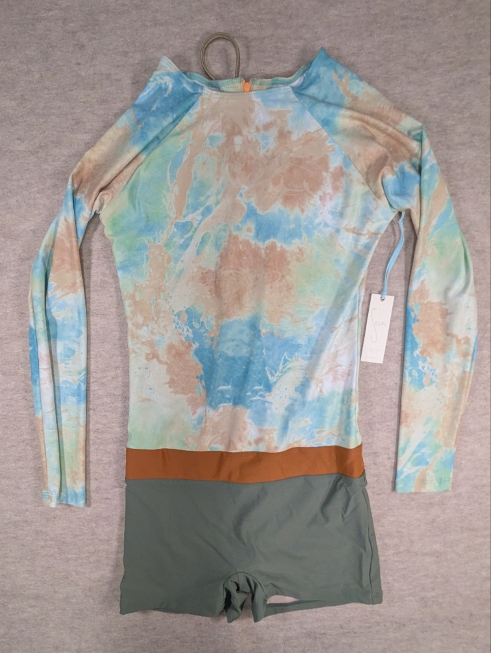 NEW Seea Marbled Surf One Piece Suit Surfers Blue Peach Tan Sage Green Womens L
